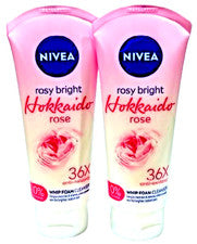 Limpiador de espuma NIVEA Rosy Bright Whip Hokkaido Rose lavado facial suave tubos de 100 gx2