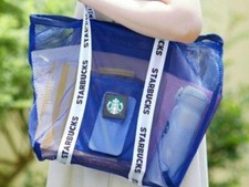 STARBUCKS Japón Malla Bolso Tamaño W13.5 x D4.9 x H10.2in Color AZUL NUEVO
