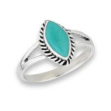 Anillo turquesa marquesa de plata de ley - Embalaje de regalo gratis