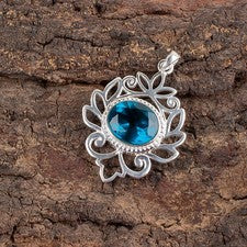 Colgante de plata de ley 925 con piedras preciosas de apatita azul hecho a mano joyería regalo para