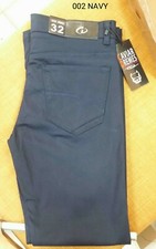 Hombre Moda Italiana Cremallera Chino Algodón Pantalones Sólido Azul Marino Elástico Cómodo.
