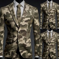 Moda Para hombres Trajes Camuflaje Formal Negocios Causal Aire Libre Baile de graduación Esmoquin 2 Piezas