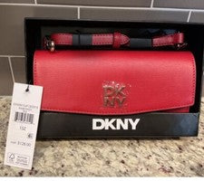 DKNY R44EOH23 Mujer Kendrix Bandolera Cartera Roja Con Caja Regalos Conjunto Cartera
