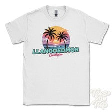 CAMISETA LALANGOEDMOR CEREDIGION - Retro Estilo Miami Divertida Parodia de Verano Reino Unido