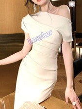Sexy Vestido Para Mujer Moda Color Sólido Elegante Calce Ajustado Midi Fiesta Retro