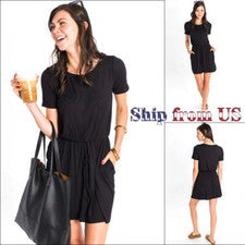 Mujer Informal Túnica Top Blusa Suelta Parte Inferior Corta Verano Playa Solero Vestido
