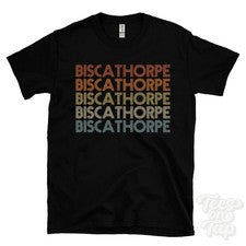 CAMISETA BISCATHORPE ESTILO RETRO REPETIDO Hombre y Mujer Reino Unido Lugar Nombre Regalo
