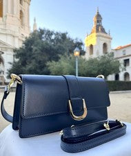 Bolso de mano para mujer de cuero italiano de diseñador - azul Ava