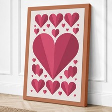 Arte de pared con impresión geométrica en lienzo de corazones en geometría decoración del hogar listo para colgar