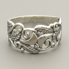 Elegante anillo de plata de ley real 925 macizo flor hecho a mano