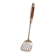 Juego de utensilios de cocina de acero inoxidable 316L espátula de 2 piezas + paleta ranurada mango de madera