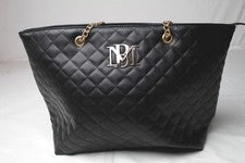 Bolso de Mano Badgley Mischka Para Mujer Grande Acolchado Cadena Correa BE5 Negro Talla Única