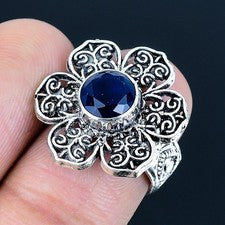Anillo de joyería de plata esterlina 925 hecho a mano con piedras preciosas...