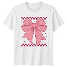 Camiseta Rosa Doodle Lazo Corazón Kawaii Mujer Coqueta Estética Moda