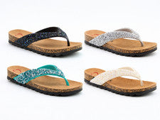 Sandalias Chanclas Heavenly Feet Crocus Brillo Brillante Vegano Corcho Cómodas Deslizantes