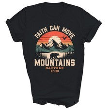 Faith Can Move Mountains Christian God Unisex Camisa Regalo Camiseta (Negro,S)