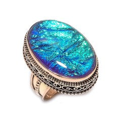 Anillo de joyería de cobre con piedras preciosas de ópalo triplete azul talla 9 regalo para ella N641