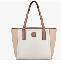 NINE WEST Coen Colorblock Mujer Bolso de Mano Mediano - Marfil / Beige (Tiene Mancha)