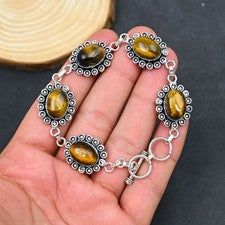 Pulsera de joyería de plata esterlina 925 hecha a mano con piedras preciosas ...