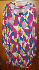 Moda Vestido Nova Multicolor Manga Larga Para Mujer 3X ~ Patrón Vidrieras