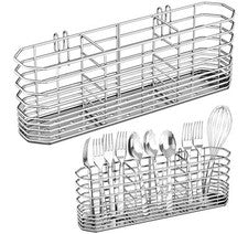 Cesta de secado de utensilios de acero inoxidable con ganchos, 3 compartimentos divididos