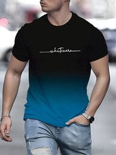 Camiseta cuello redondo estampado degradado hombre tela suave manga corta cómoda