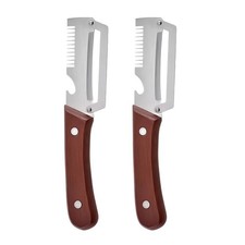 Pelador Multifuncional 3 en 1 Acero Inoxidable con Mango Ergonómico de Madera