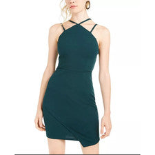 Mini Vestido de Lentejuelas Corazones Nuevo con Etiquetas Verde Buceo Asimétrico Tirantes JR 9 Para Mujer S M