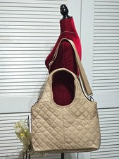 NUEVO CON ETIQUETAS HKWIP Mujer Beige The Acolchado Everyday Shopper Bolso Grande 2924