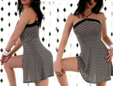 Sexy Miss Mujer Moda Mini Vestido Girly Glamour Piedra 34 36 Blanco Negro Nuevo