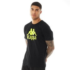 Kappa, Camiseta con Logo Auténtico Para Hombre, Negra/Amarilla, M, Nueva con Etiquetas, Moda Deportiva Italiana