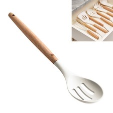 12 Piezas Utensilios de Cocina de Silicona con Asas de Madera para Utensilios de Cocina Antiadherentes