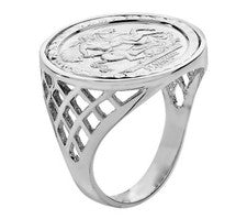 Anillo Moneda San Jorge Plata Esterlina / Soberano - TODOS LOS TAMAÑOS DISPONIBLES