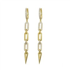 Pendientes colgantes unidos de oro de 14 quilates - Elegante regalo de joyería para mujer - Gota larga