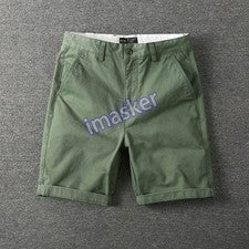 Pantalones cortos informales retro estilo americano 100 % algodón rectos finos para hombre