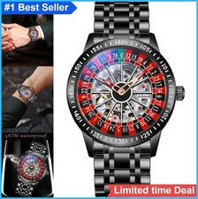Reloj Hombre Automático Esqueleto Rueda Ruleta Acero Inoxidable Impermeable Auto