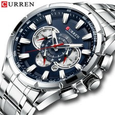 CURREN Reloj Hombre Causal Deportivo Cronógrafo Acero Reloj Pulsera Visualización de Fecha Relojes