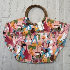 NUEVO CON ETIQUETAS DE COLECCIÓN Neiman Marcus Rosa Retro Bolso de Mano Cartera Moda Diva Madera Asas Dobles