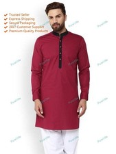 Camisa de moda tradicional india para hombre Kurta larga de algodón Kurta con...