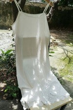 Vestido interior de algodón para mujer encaje bordado dobladillo tiras vestido enagua