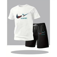 Conjunto deportivo de verano para hombre camiseta y pantalones cortos de manga corta conjunto de 2 piezas