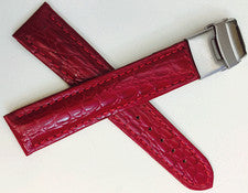 Correa de reloj de 18 mm con cierre desplegable cuero auténtico estampado de cocodrilo FERARI rojo