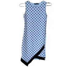 NUEVO SIN ETIQUETAS - Love Chesley Lindo Elegante Vestido Vaina Negro Polkadot Sin Mangas Talla S