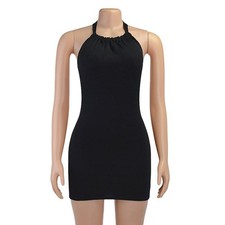 Vestido de tirantes sin espalda para mujer ropa de verano nylon spandex longitud normal