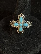 Anillo turquesa de la Bella Durmiente de plata de ley JTV talla 6