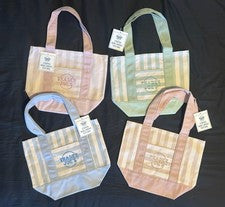 Mini bolso de mano de lona Trader Joe's 2026 a rayas pastel conjunto de 4 nuevo con etiquetas ¡Envío rápido!!