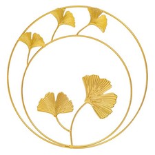 Adorno de decoración de pared con hojas de metal dorado para decoración de dormitorio y hogar