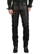 Pantalón ESTILO JEANS 100 % Cuero Suave Causal Motociclista Para Hombre Piel de Cordero Genuina