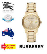 NEW BURBERRY 'THE CITY' BU9033 GOLD/CHAMPAGNE CHECK MENS WOMENS UNISEX WATCH