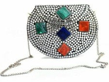 Nuevo bolso de mano de moda para mujer Meenakari Stone Clutch Sling Bag